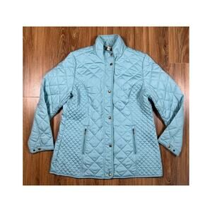 Appleseeds Women's Berkshire Diamond Quilted Water Resistant Jacket Blue- Size L